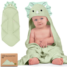 Load image into Gallery viewer, Cuddle Baby Hooded Towel (Triceratops, Petite)
