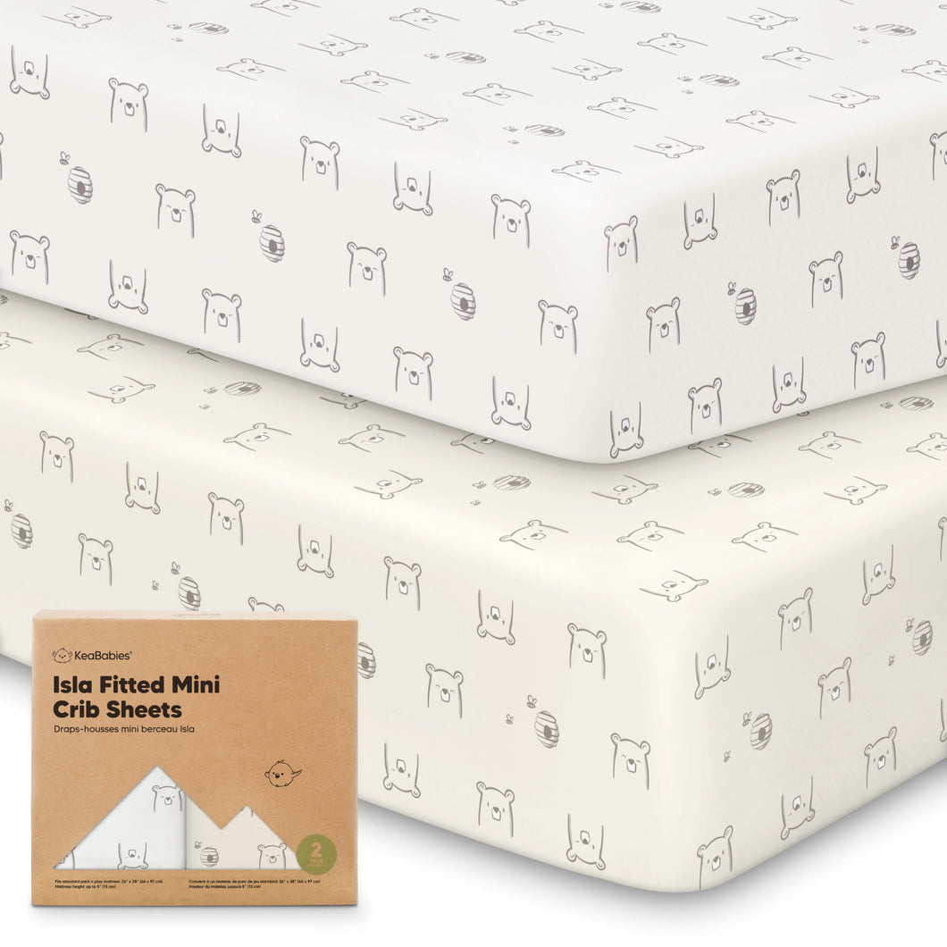 Isla Fitted Mini Crib Sheets (Bumble Bear)