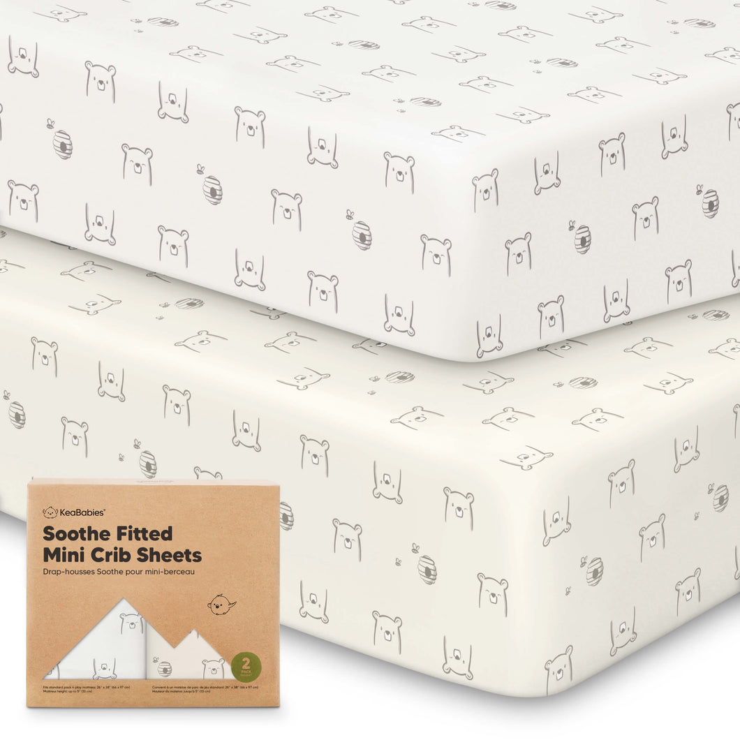 Soothe Fitted Mini Crib Sheet (Bumble Bear)