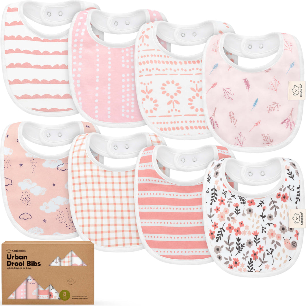 8-Pack Urban Drool Bibs (Sweet Charm)