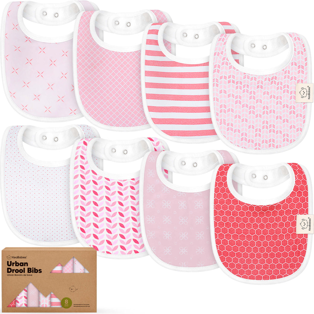 8-Pack Urban Drool Bibs (Blush)