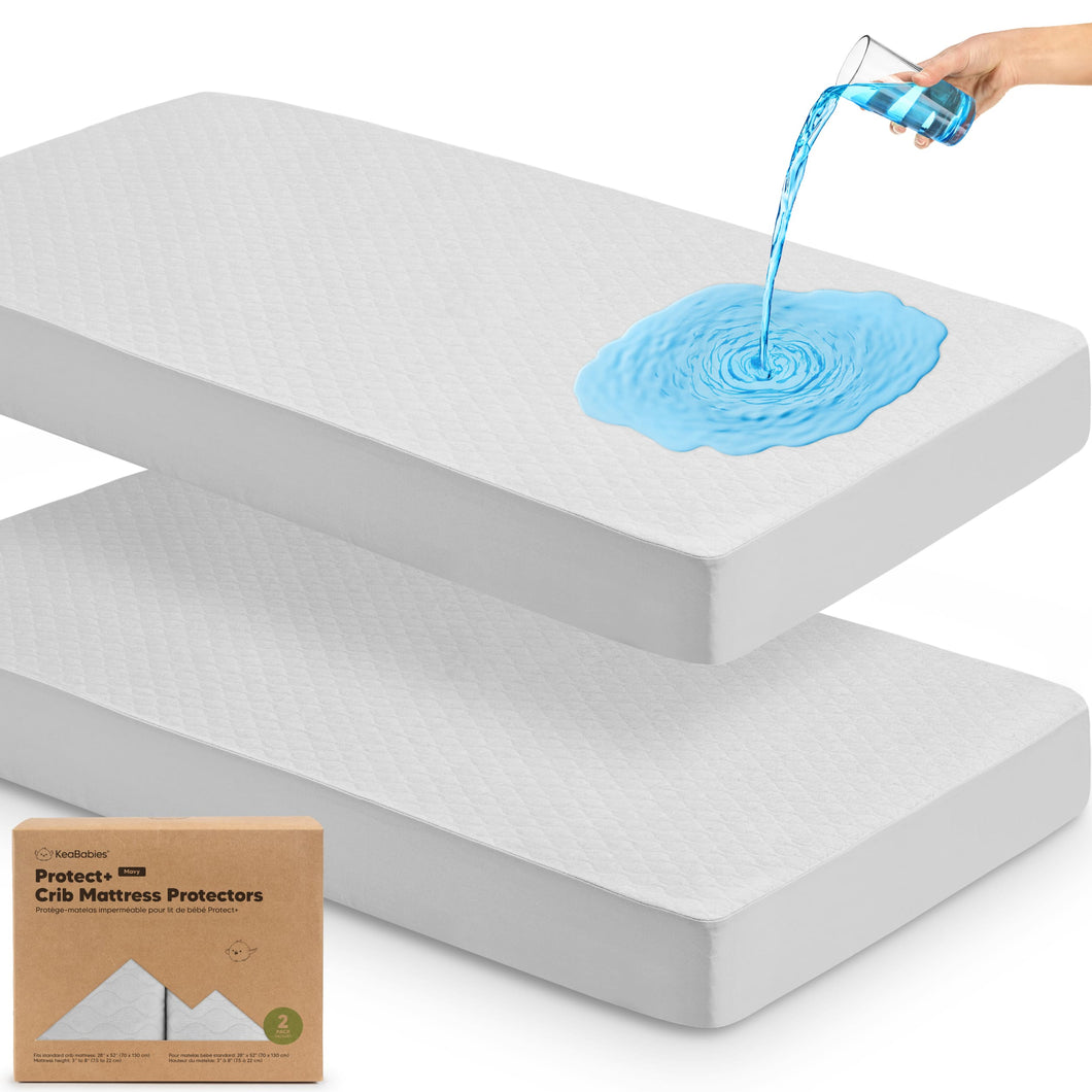 2-Pack Mavy Protect+ Waterproof Crib Mattress Protector (Pearl Gray)