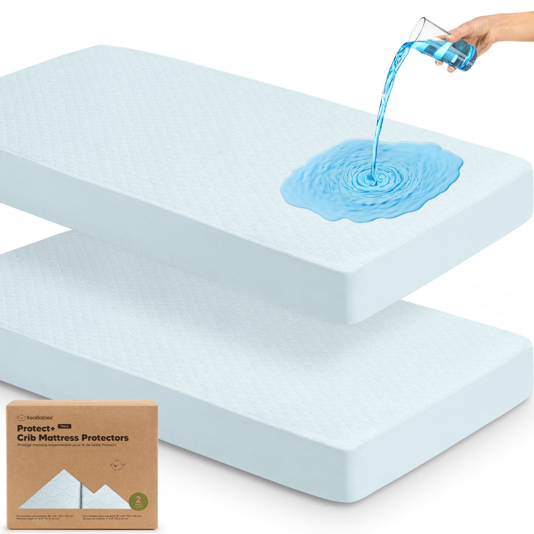 2-Pack Mavy Protect+ Waterproof Crib Mattress Protector (Frost)