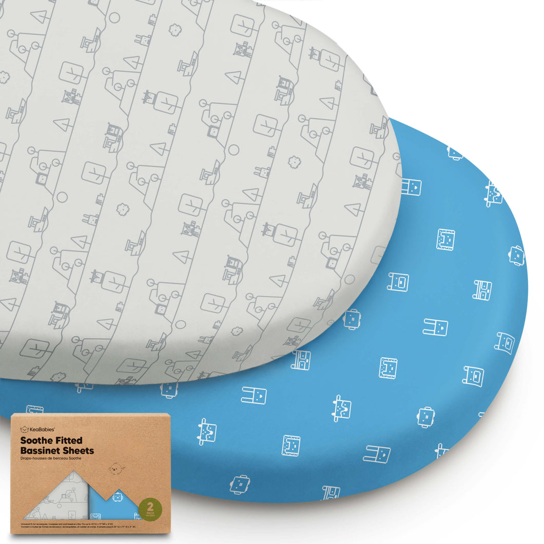 2-Pack Soothe Fitted Bassinet Sheets (KeaPixel)