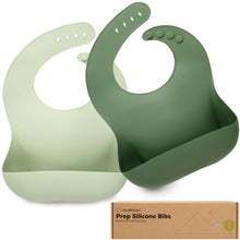 Load image into Gallery viewer, 2-Pack Prep Silicone Bibs (Forest)

