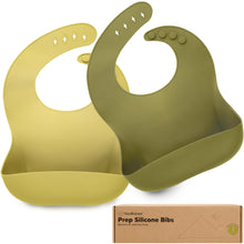 Load image into Gallery viewer, 2-Pack Prep Silicone Bibs (Olives)
