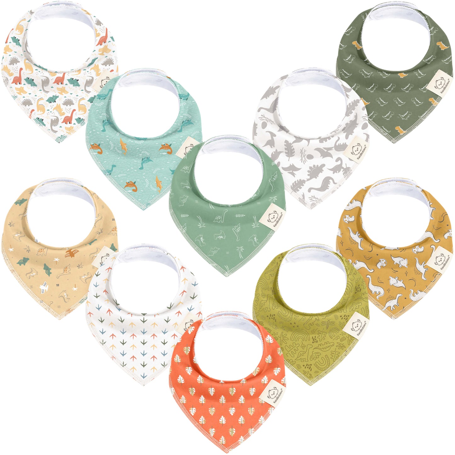 10-Pack Bandana Bibs Set featuring modern patterns designed for everyday baby wear 29077473198266