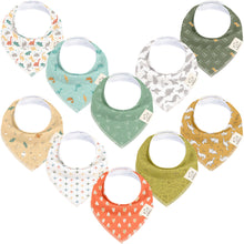 Load image into Gallery viewer, 10-Pack Organic Bandana Bibs (Mesozoic)
