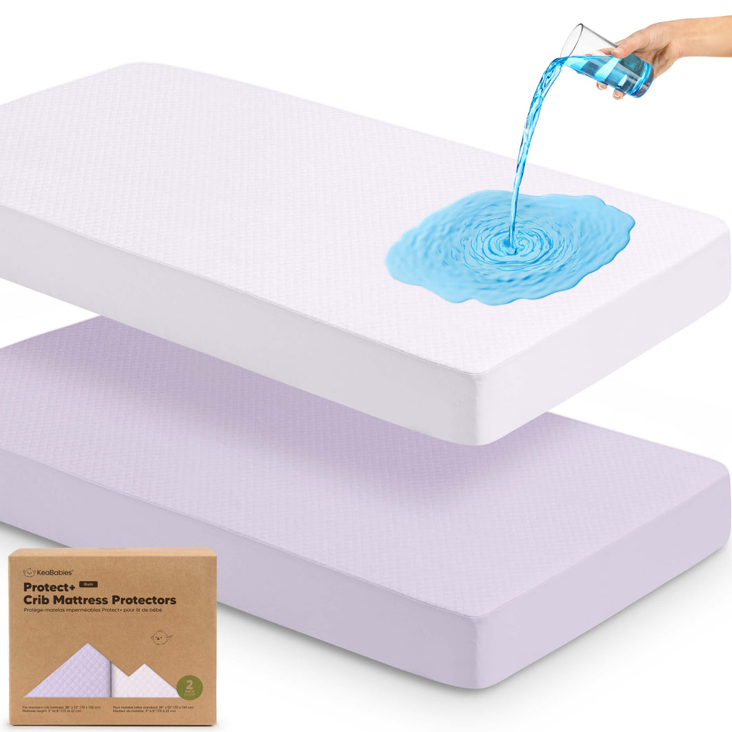 2-Pack Quin Protect+ Waterproof Crib Mattress Protector (Lilac)