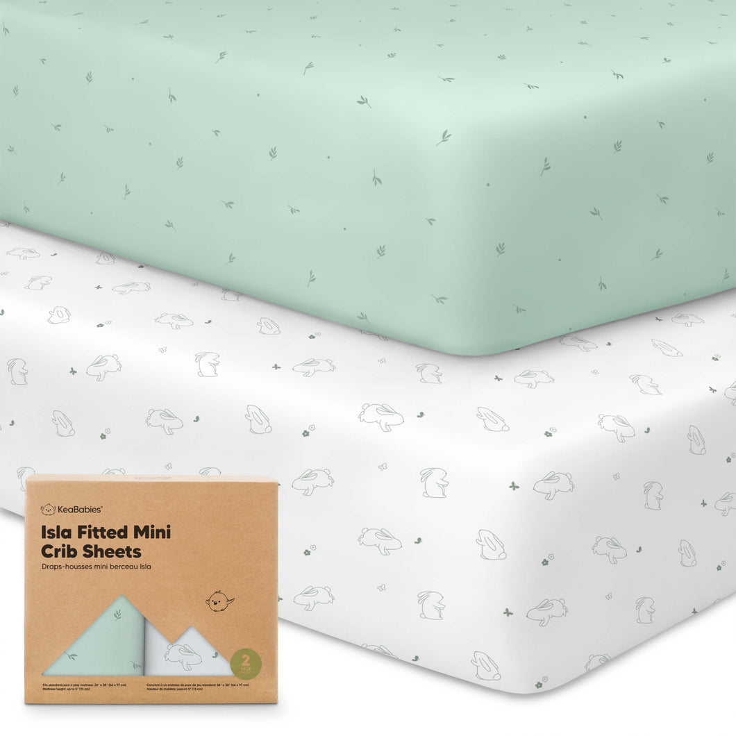 Isla Fitted Mini Crib Sheets (Bunnies)