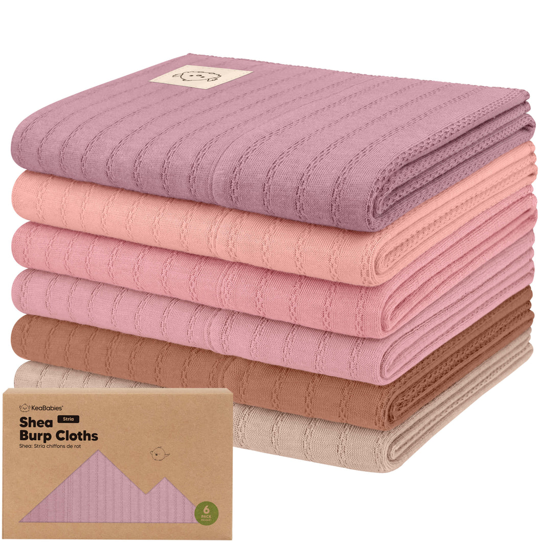 6-Pack Shea (Stria) Burp Cloths (Mauve)
