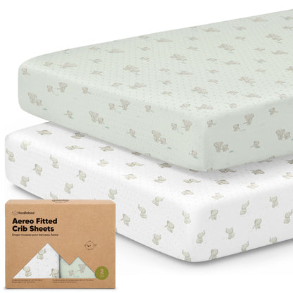 2-Pack Aereo Fitted Crib Sheets with soft, breathable fabric, snug fit for everyday crib use. 29421082476730