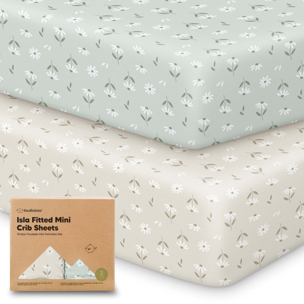 Isla Fitted Mini Crib Sheets (Daisies)