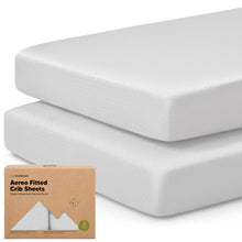 Load image into Gallery viewer, 2-Pack Aereo Fitted Crib Sheets (Pearl Gray)
