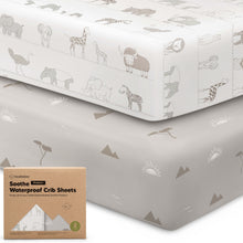 Load image into Gallery viewer, 2-Pack Soothe [Protect+] Waterproof Crib Sheets (Savannah)

