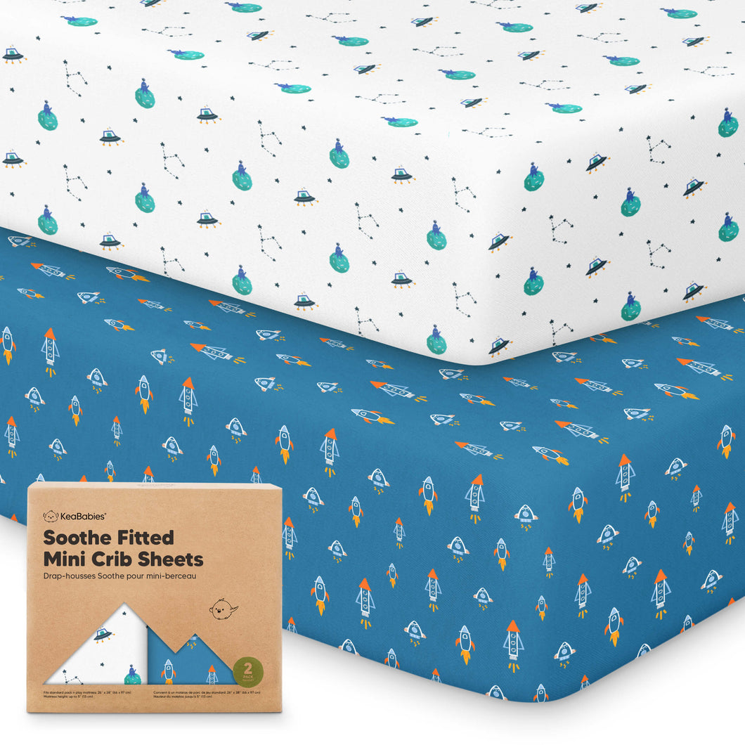 Soothe Fitted Mini Crib Sheet (Space Quest)