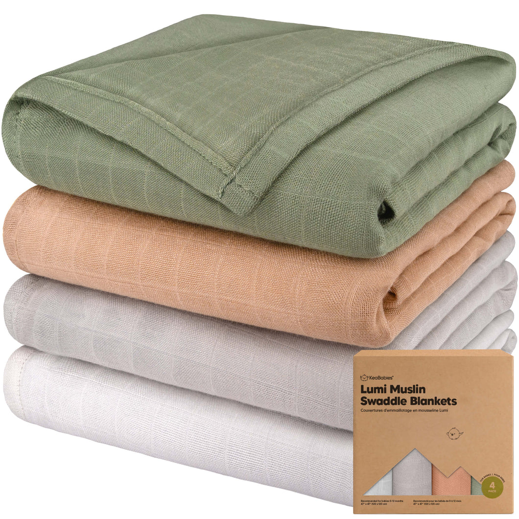 Lumi Muslin Swaddle Blankets (Pine)