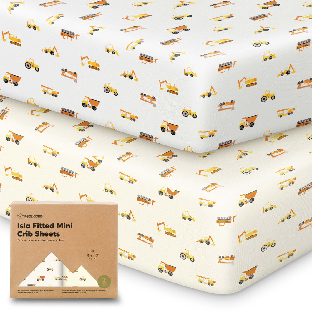 Isla Fitted Mini Crib Sheets (Construction)