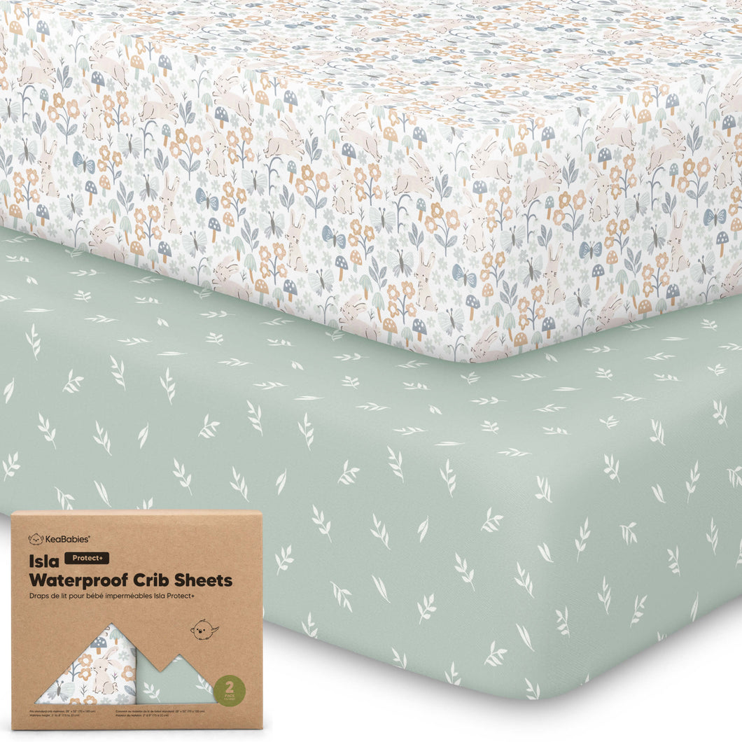 2-Pack Isla [Protect+] Waterproof Crib Sheets (Prairie)
