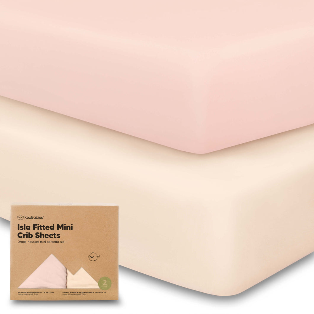Isla Fitted Mini Crib Sheets (Cameo)