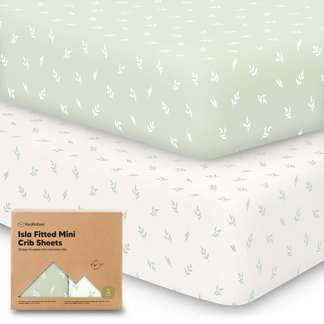 Isla Fitted Mini Crib Sheets (Herb)