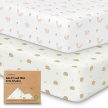 Load image into Gallery viewer, Isla Fitted Mini Crib Sheets (Nibbles/Bruce)
