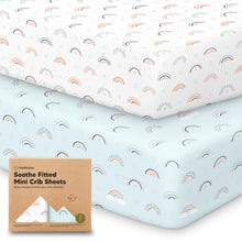 Load image into Gallery viewer, Soothe Fitted Mini Crib Sheet (Jolly Rainbow)
