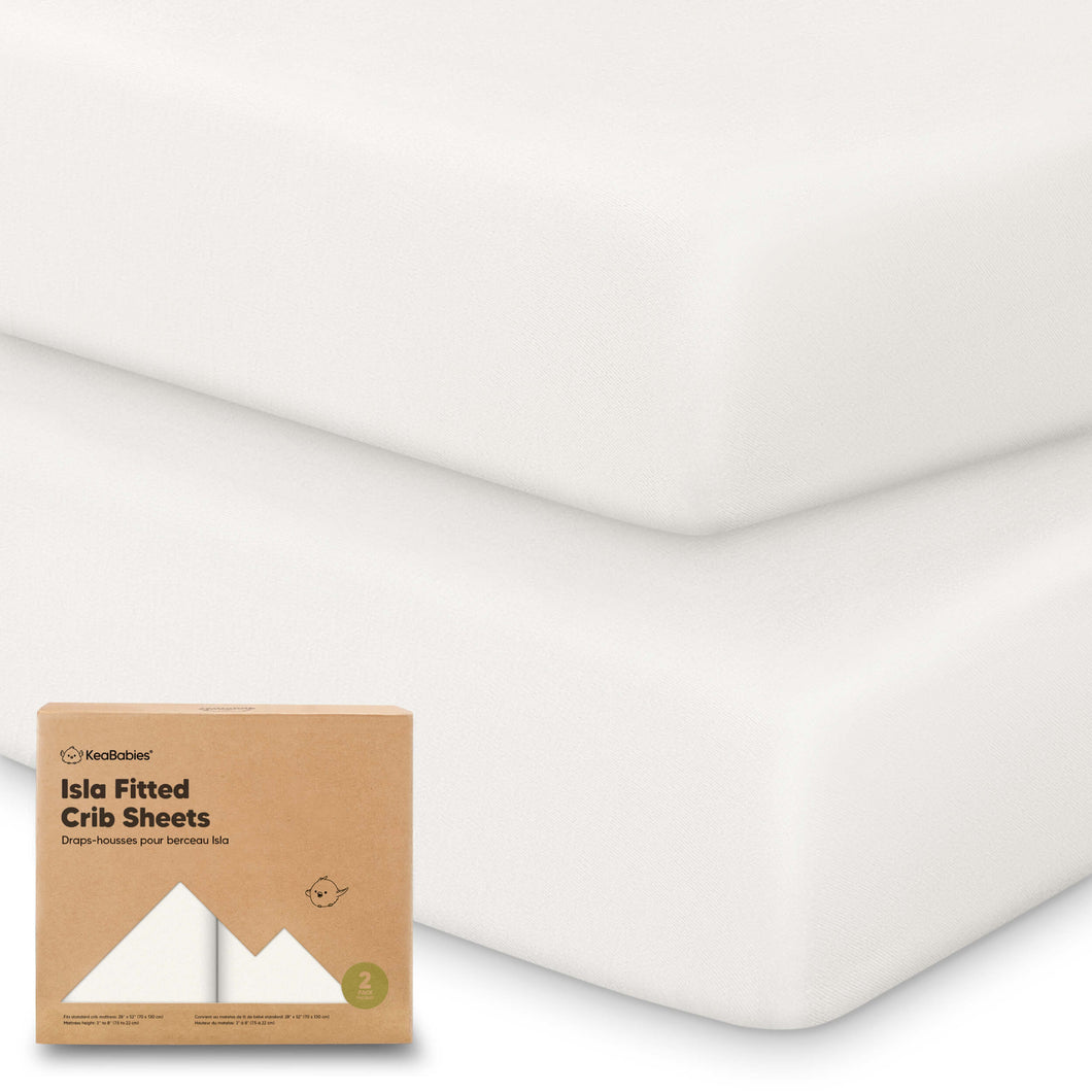 Isla Fitted Crib Sheets (Soft White)