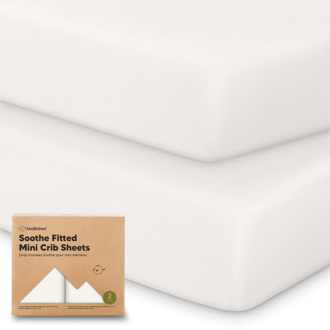 Soothe Fitted Mini Crib Sheet (Soft White)