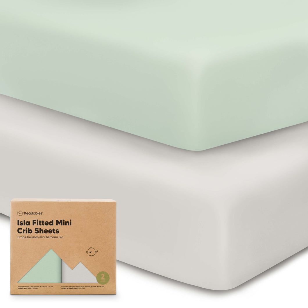 Isla Fitted Mini Crib Sheets (Sage)