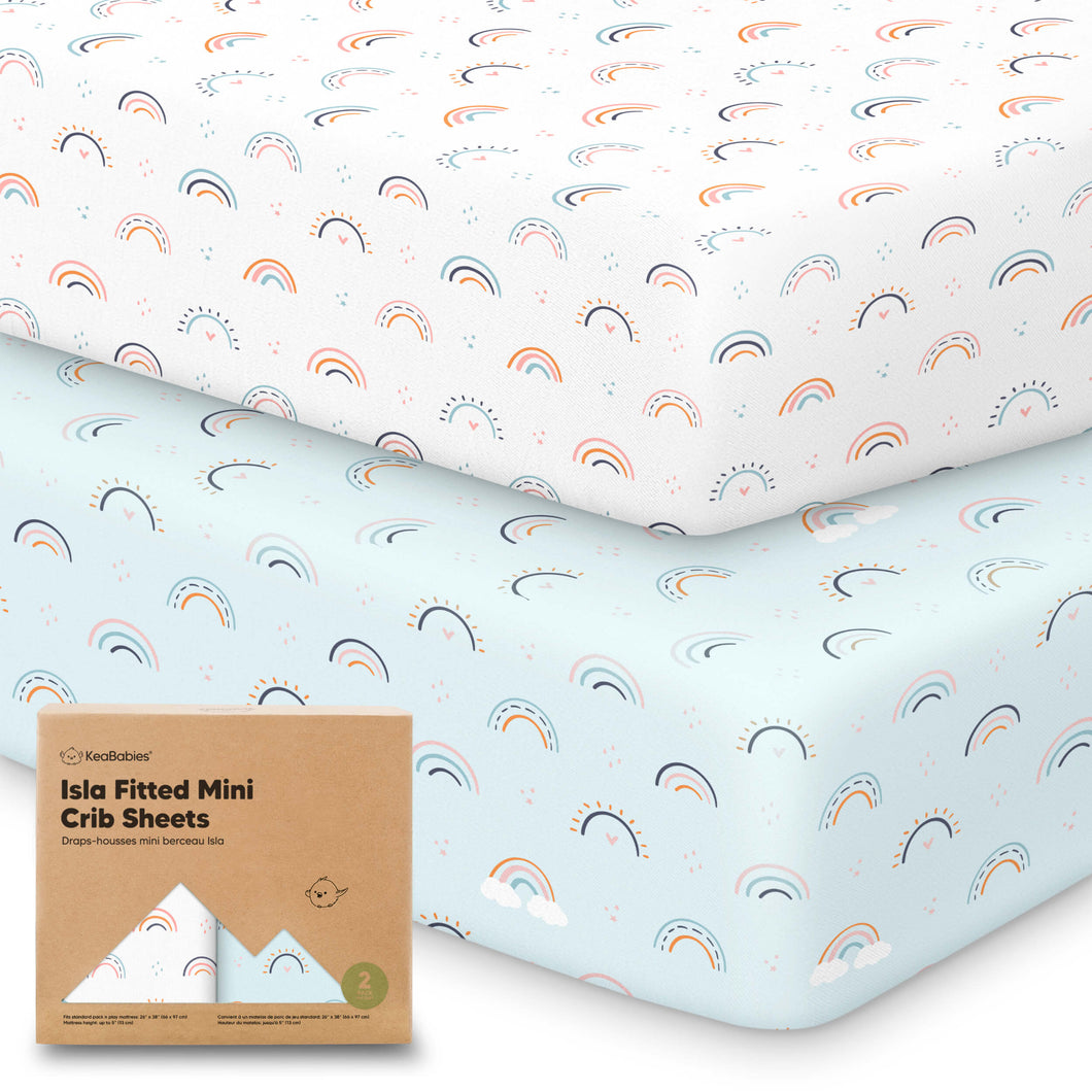 Isla Fitted Mini Crib Sheets (Jolly Rainbow)