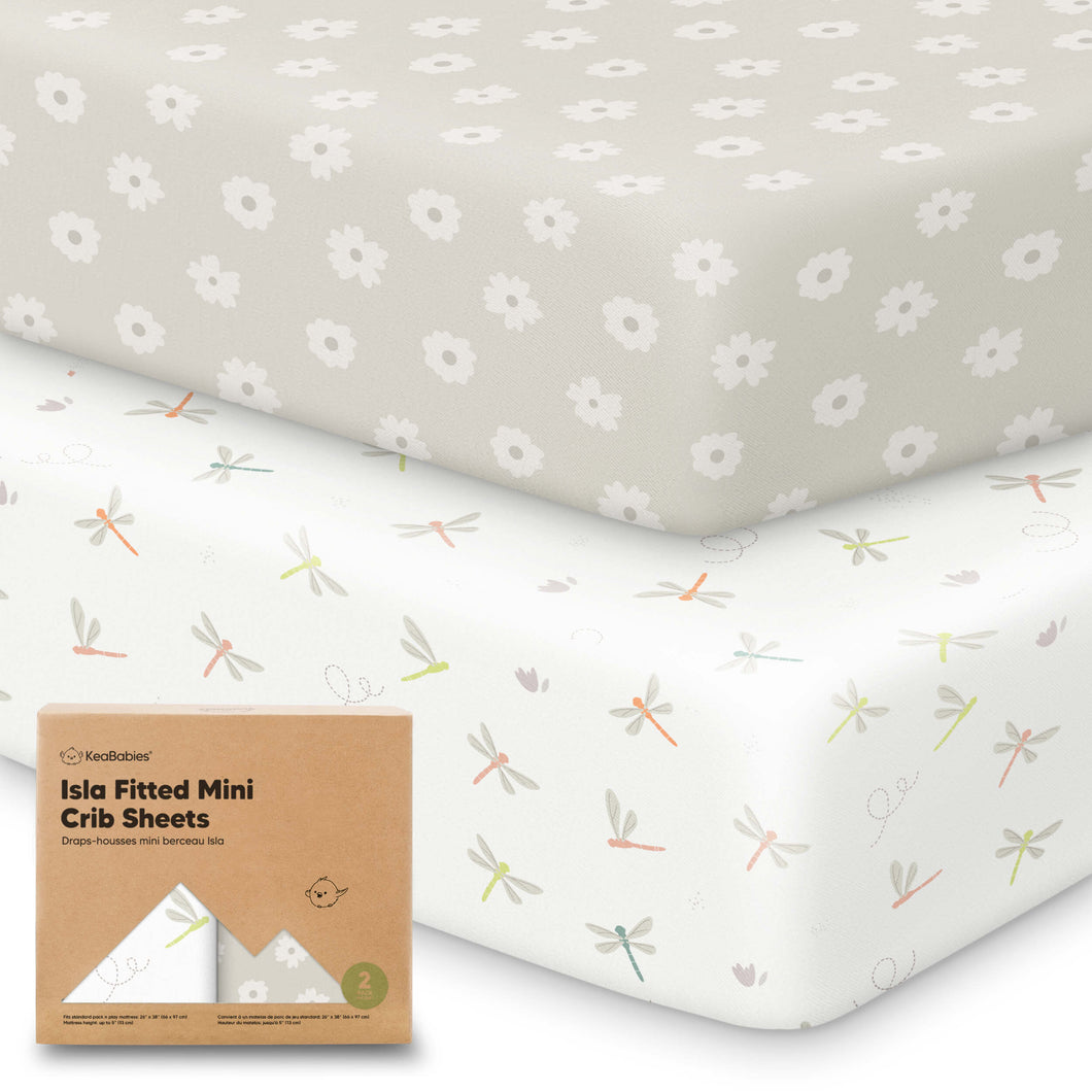 Isla Fitted Mini Crib Sheets (Meadow)