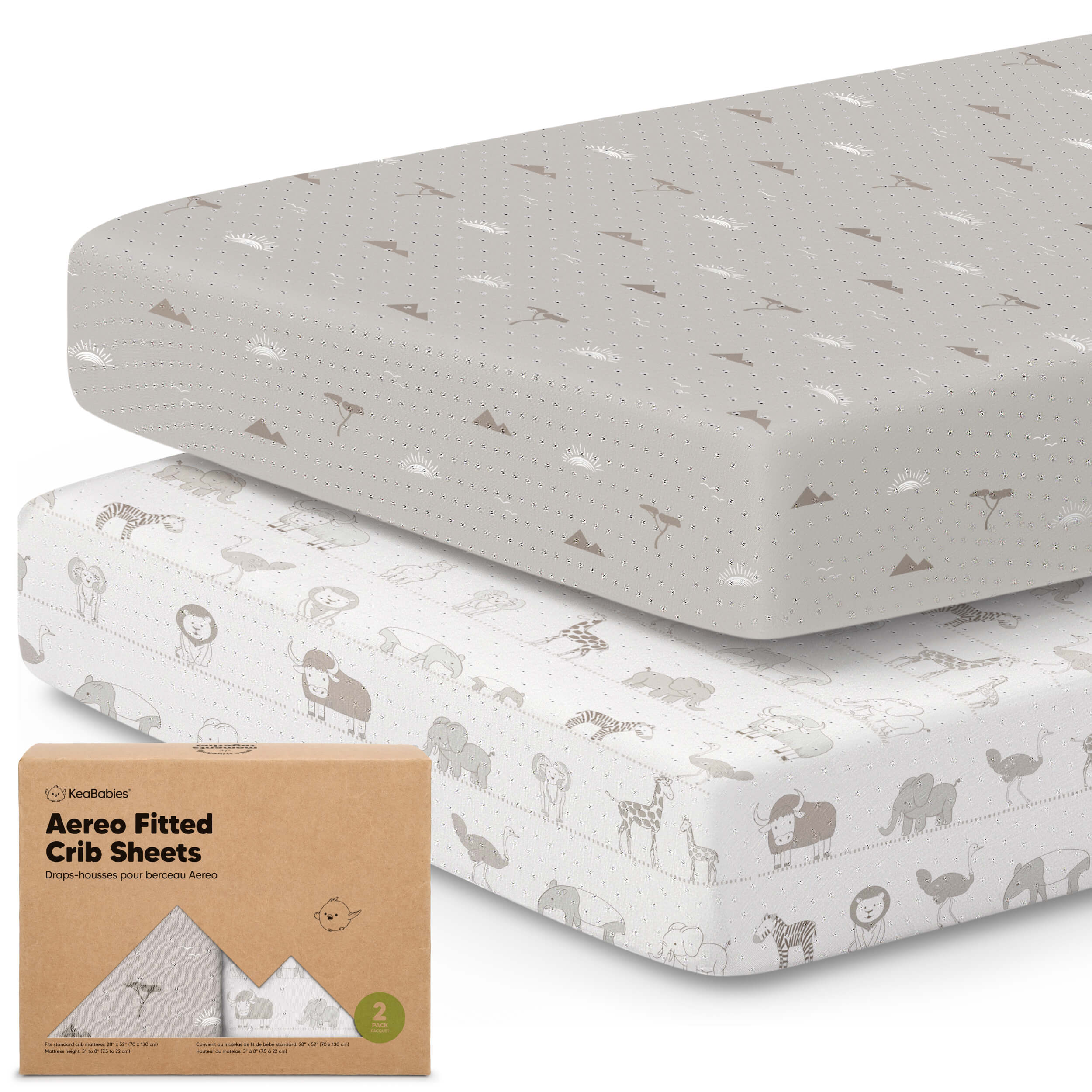 Aereo Fitted Crib Sheets For Baby Nursery Cot | KeaBabies