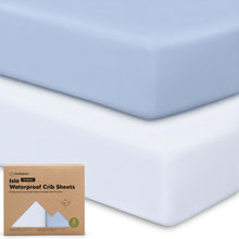 Load image into Gallery viewer, 2-Pack Isla [Protect+] Waterproof Crib Sheets (Blue Flax)
