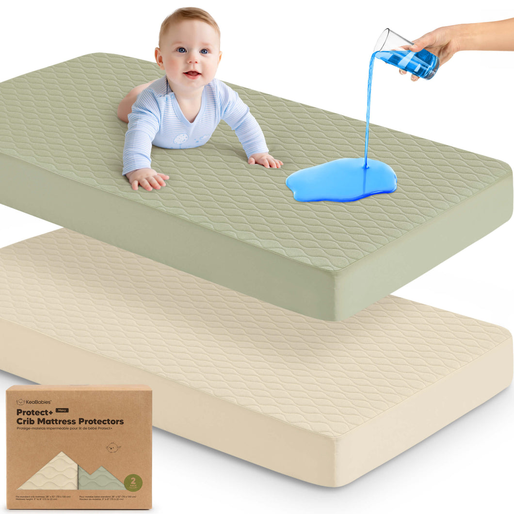 2-Pack Mavy Protect+ Waterproof Crib Mattress Protector (Avocado)