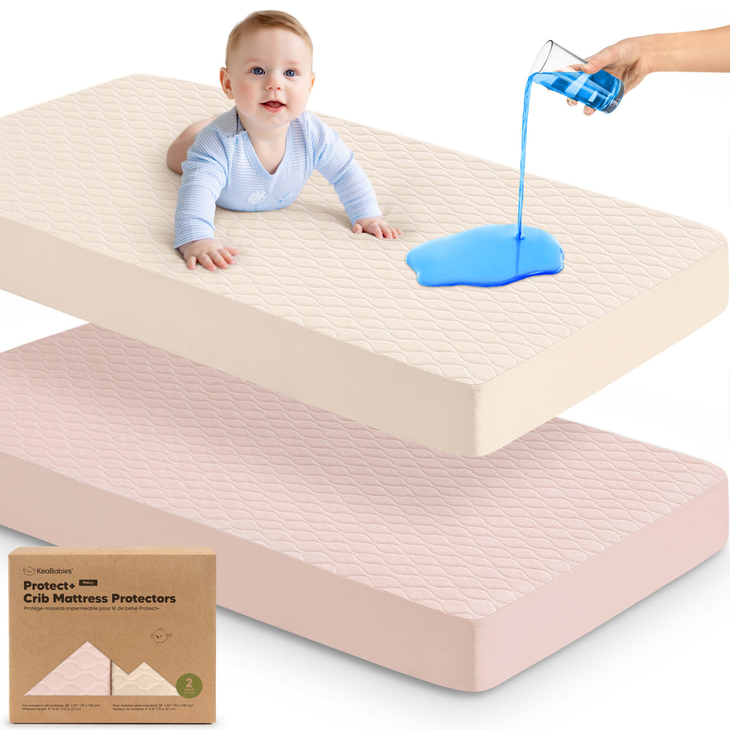2-Pack Mavy Protect+ Waterproof Crib Mattress Protector (Cameo)