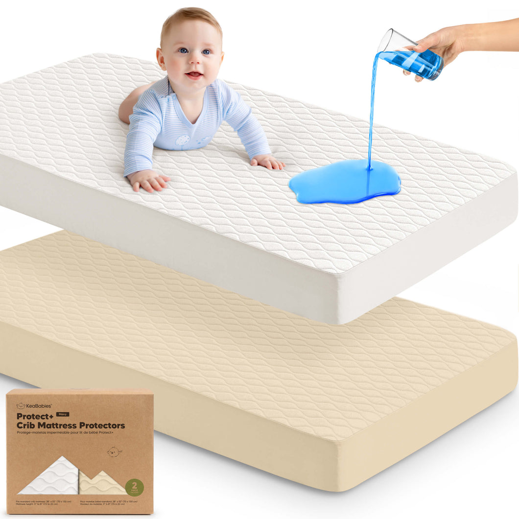 2-Pack Mavy Protect+ Waterproof Crib Mattress Protector (Khaki)