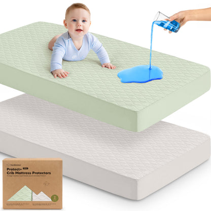 2-Pack Mavy Protect+ Waterproof Crib Mattress Protector 29572306370746