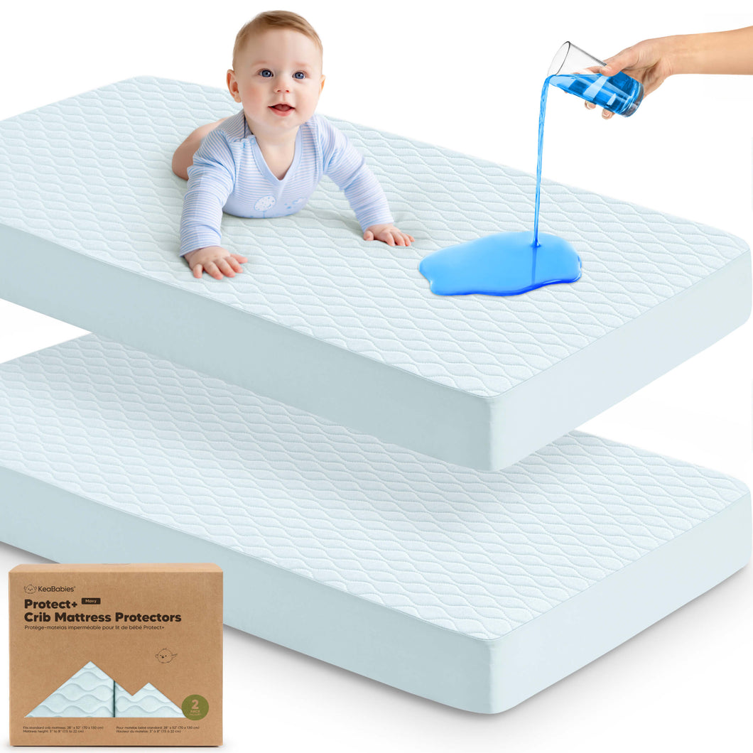 2-Pack Mavy Protect+ Waterproof Crib Mattress Protector (Frost)
