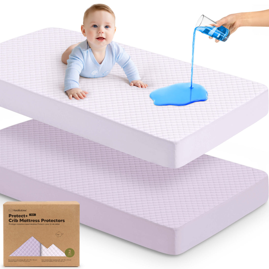 2-Pack Quin Protect+ Waterproof Crib Mattress Protector (Lilac)