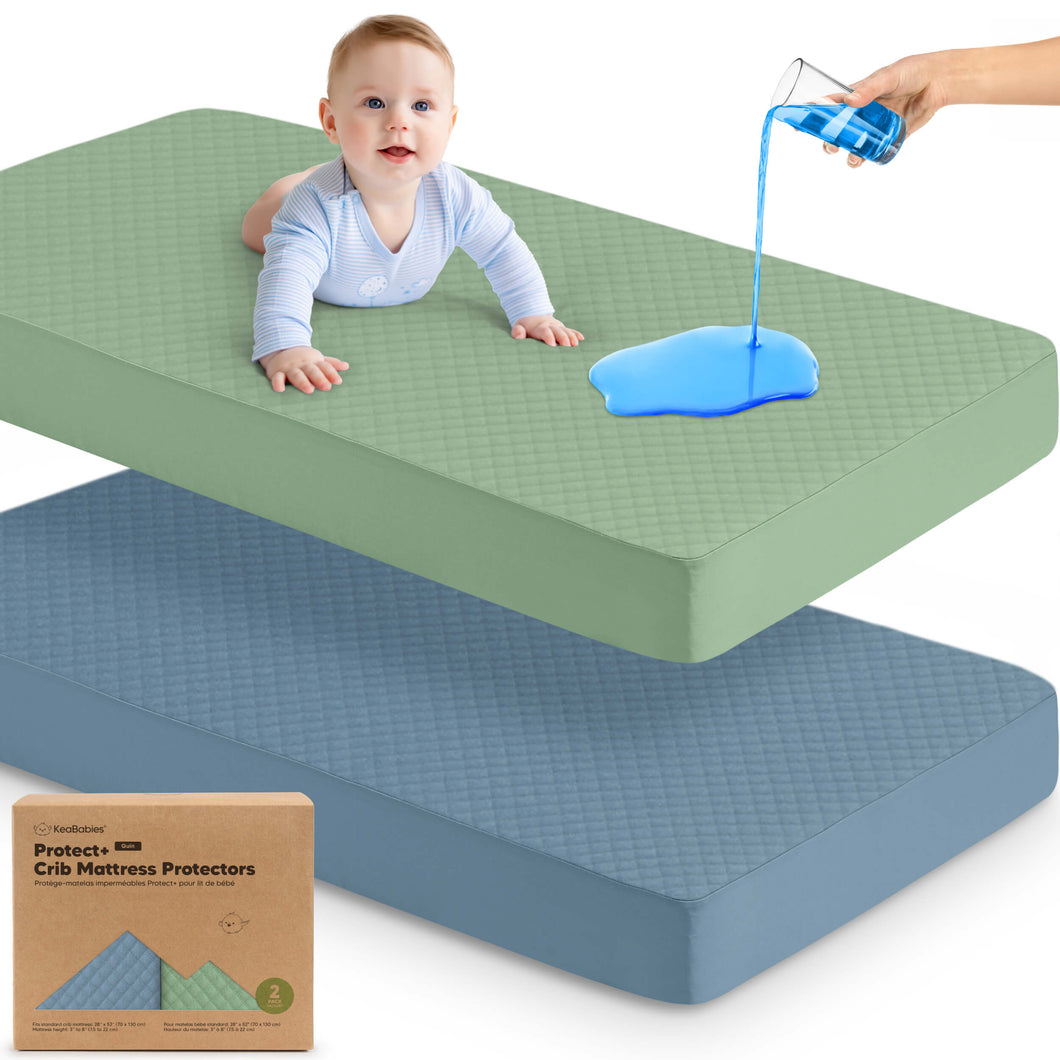 2-Pack Quin Protect+ Waterproof Crib Mattress Protector (Lagoon)