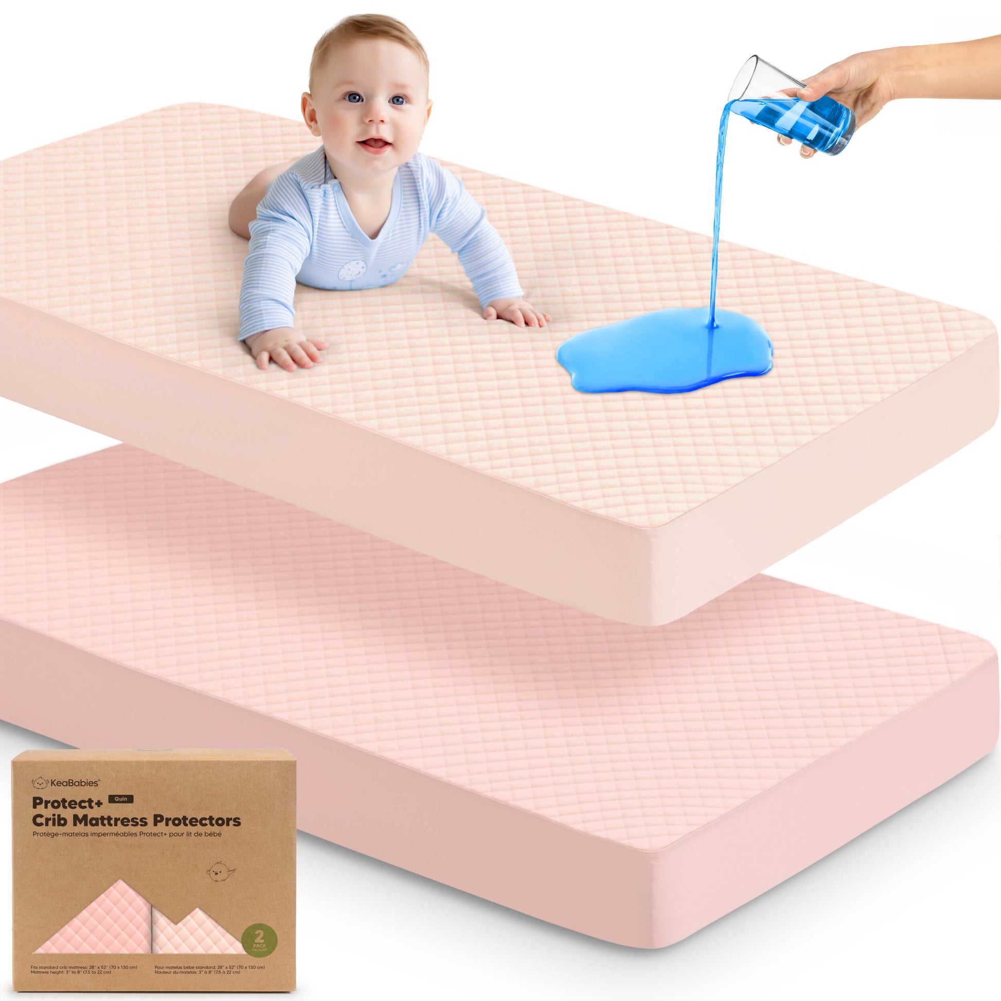 2-Pack Quin Protect+ Waterproof Crib Mattress Protector 29576798109882