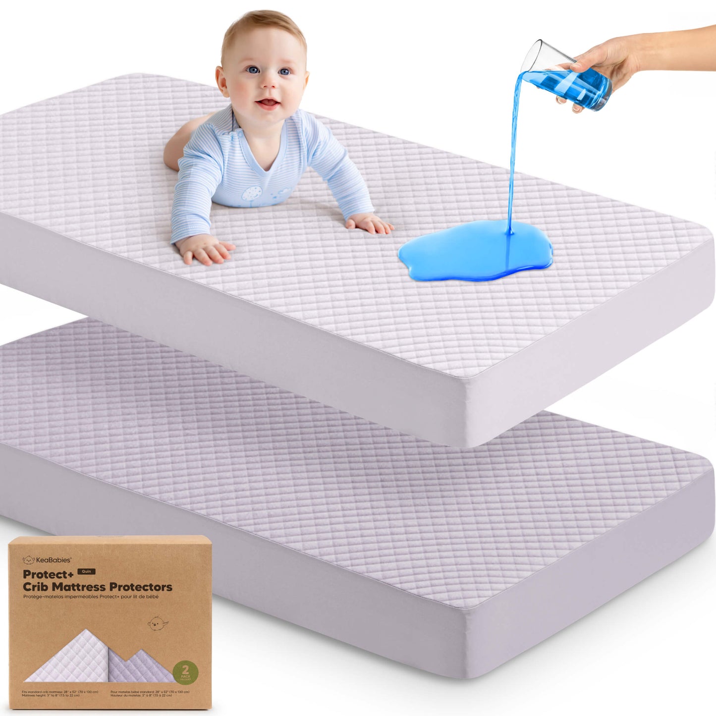 Protect waterproof crib mattress cover provides leakproof protection with a soft cotton surface.
 29576799518906