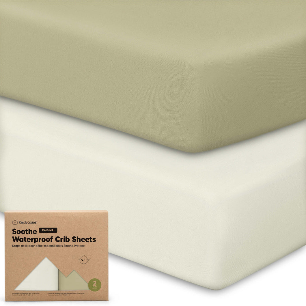 2-Pack Soothe [Protect+] Waterproof Crib Sheets (Oregano)