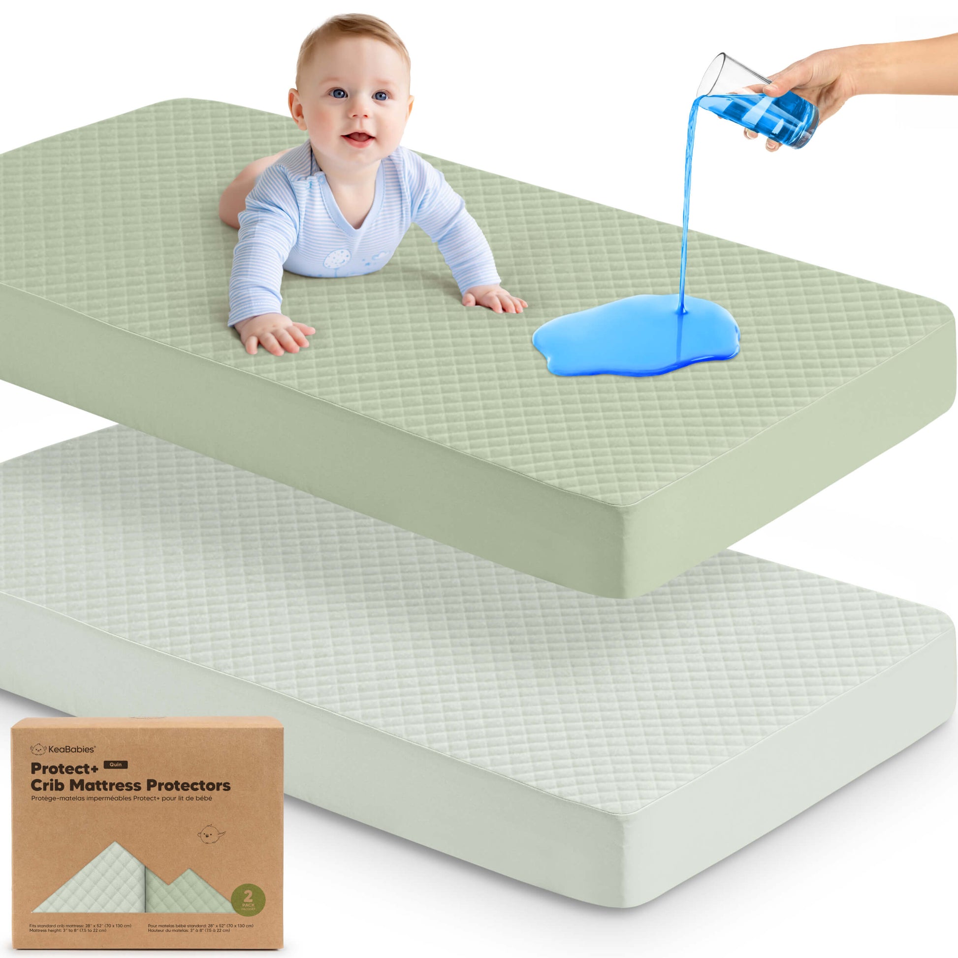 Protect waterproof crib mattress cover provides leakproof protection with a soft cotton surface.
 29576800731322