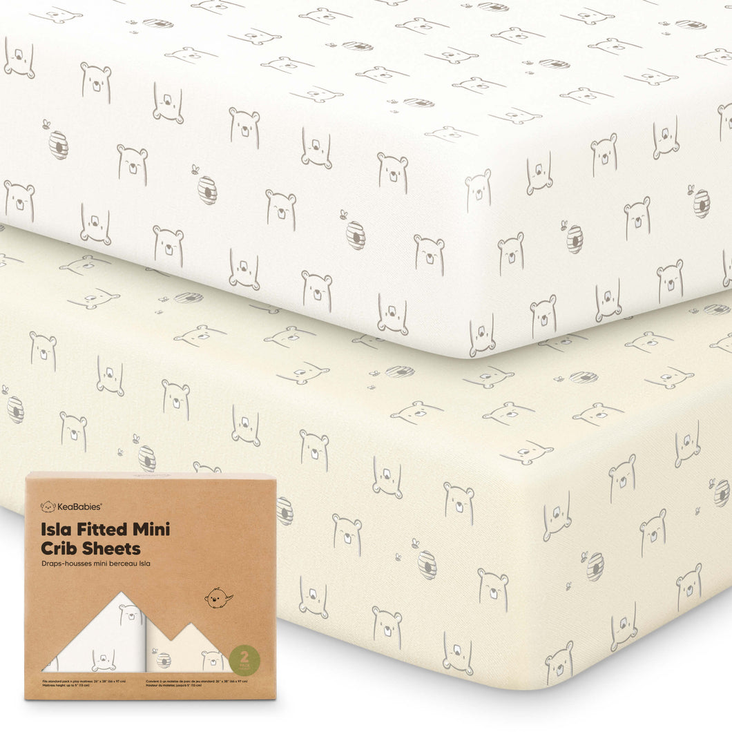 Isla Fitted Mini Crib Sheets (Bumble Bear)