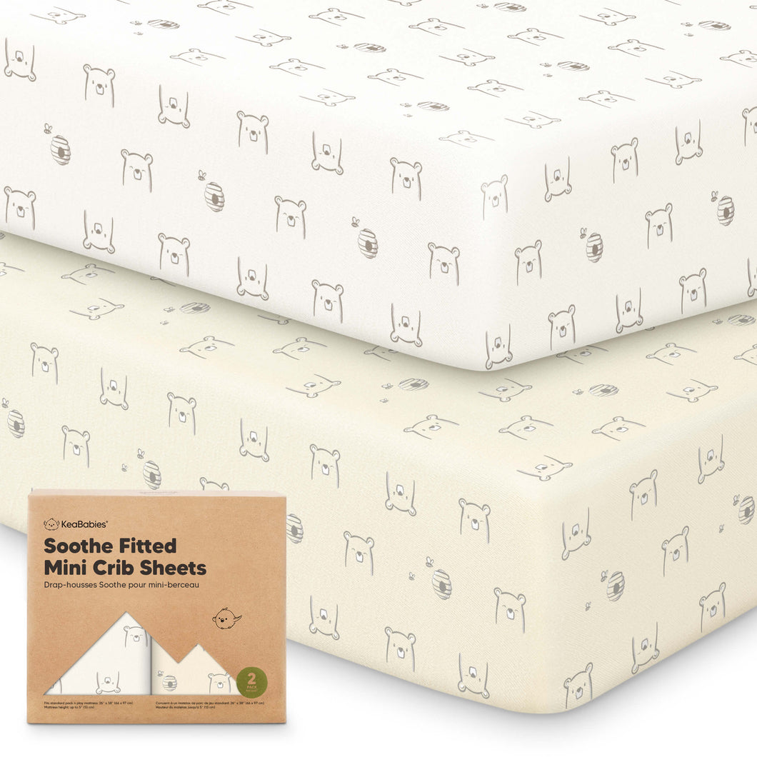 Soothe Fitted Mini Crib Sheet (Bumble Bear)