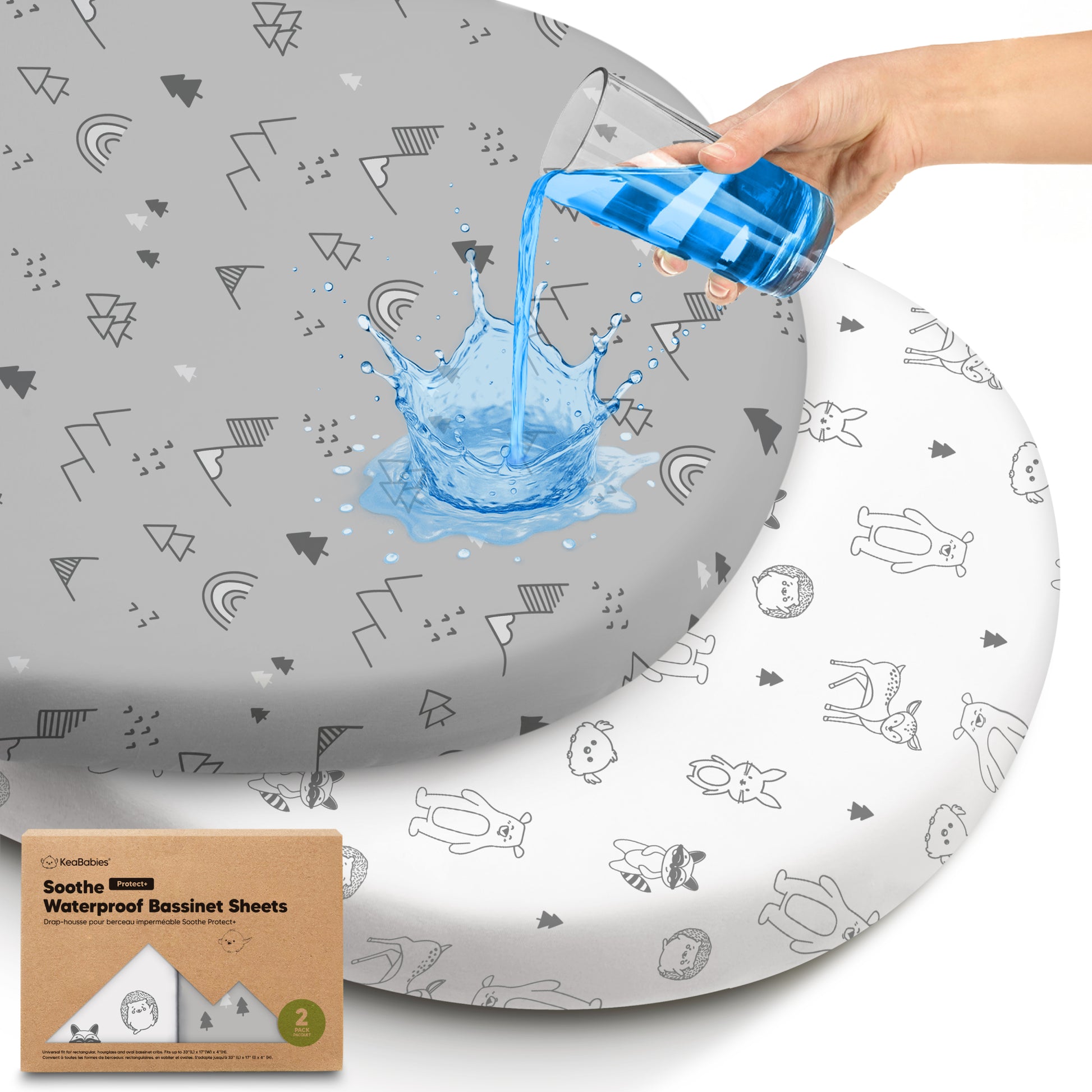 2-Pack Soothe [Protect+] Waterproof Bassinet Sheets 29739145003194