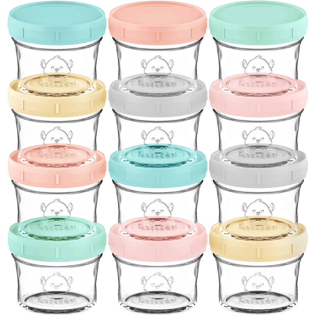 Prep Jars Baby Food Storage Glass Container (Pastels)