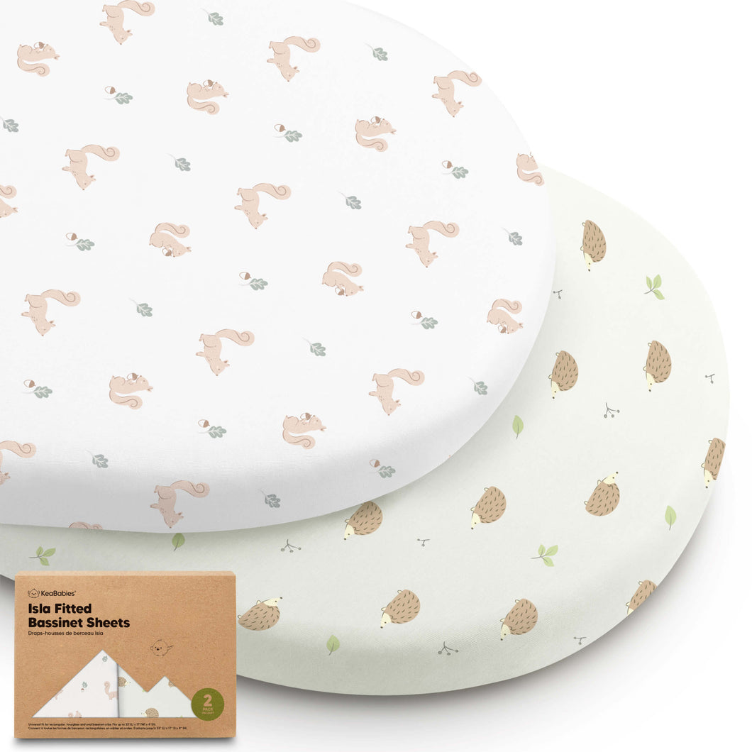 2-Pack Isla Fitted Bassinet Sheets (Nibbles/Bruce)